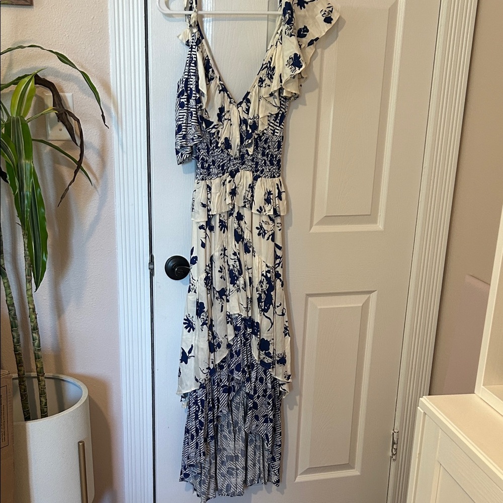 Misa Floral Blue and White Women's Dress